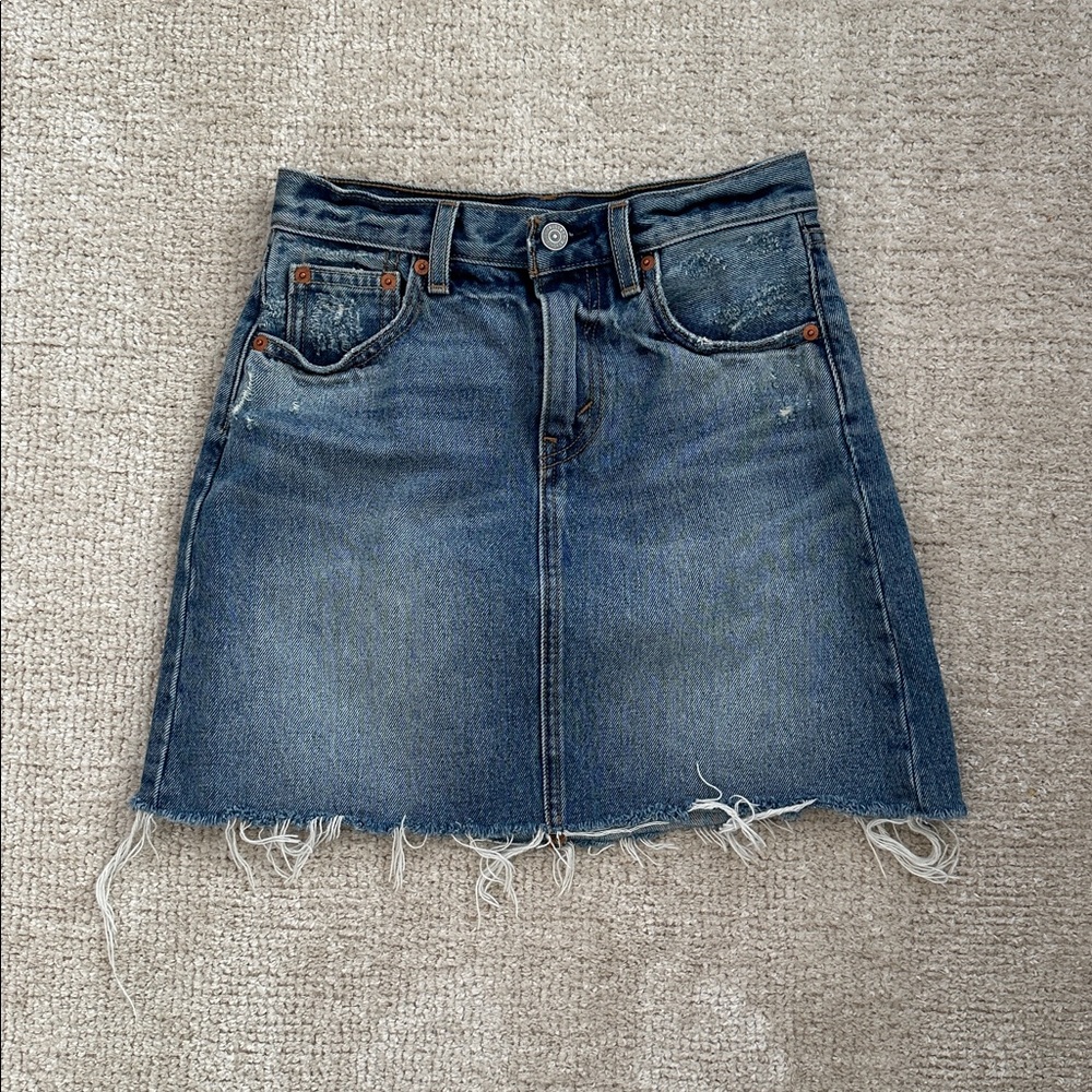 Levi's Blue Denim Skirt with Frayed Edge